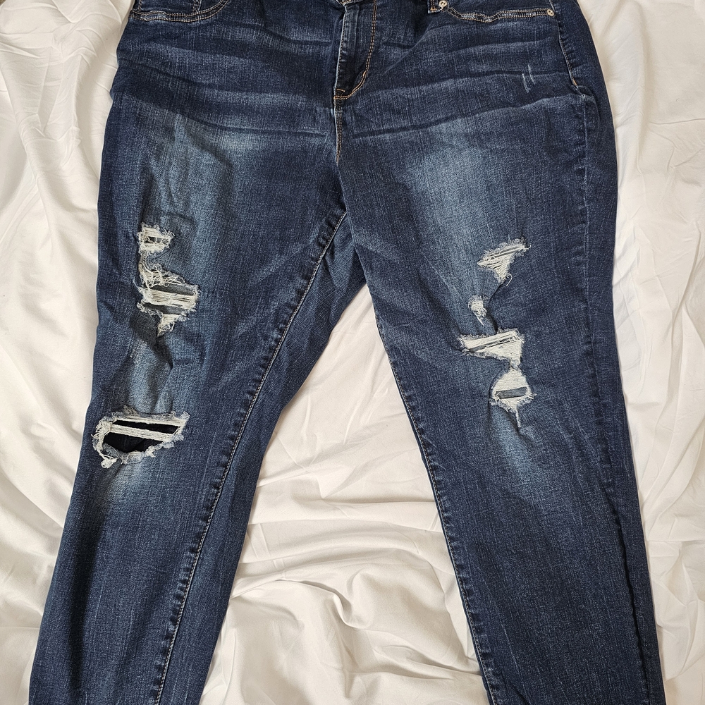 Maurices Dark Blue Distressed Skinny Jeans